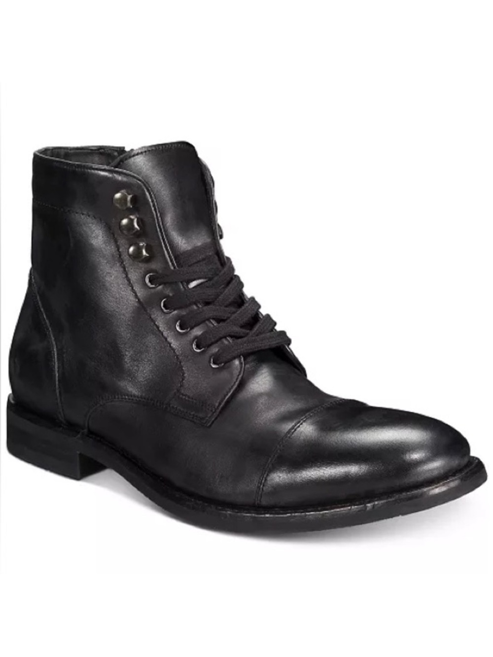 Frye men’s size 9-1/2 cap toe lace side zip black leather ankle boots EUC